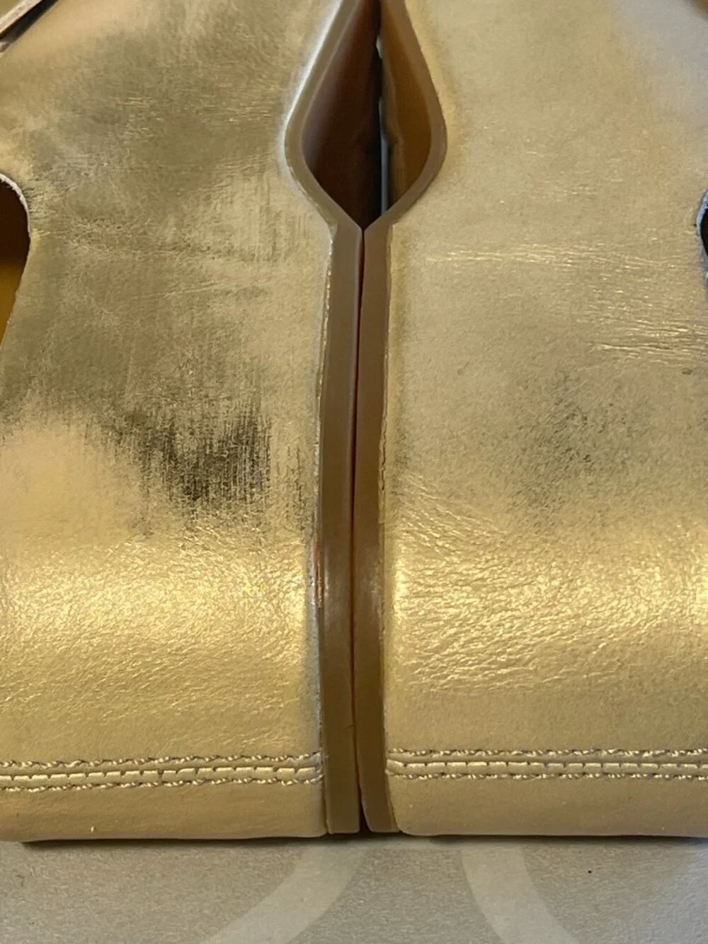 KORK-EASE York Gold Tone Leather Platform Sandals